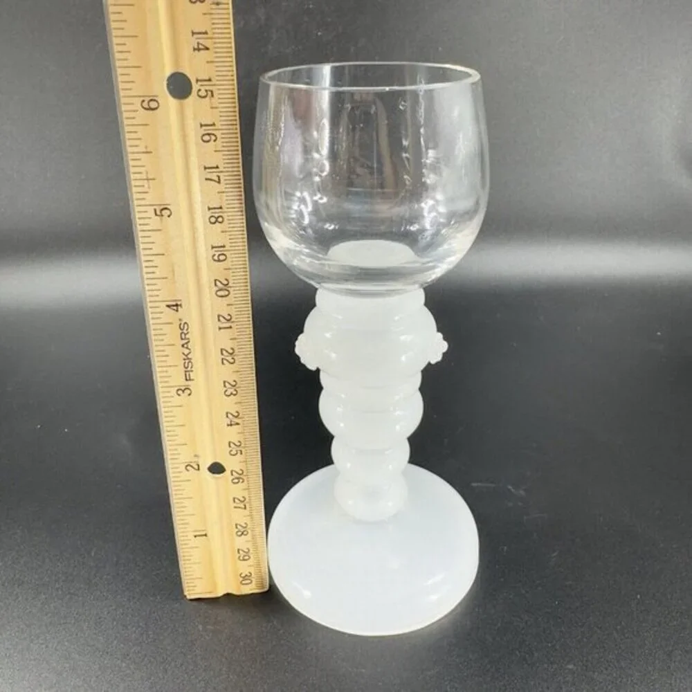 Antique Bohemian Single Glass Cup Opalescent White Bottom‎ Drinking Cup Czech